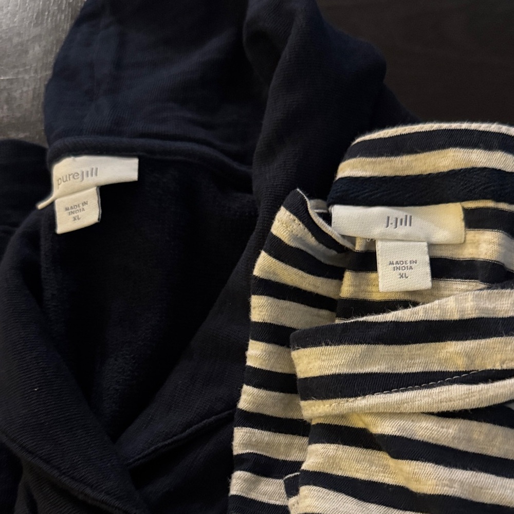 Pure Jill Navy and Jill Beige and Navy Striped Tops